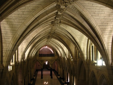 Hallway leading to the library, in the Canadian Parliament