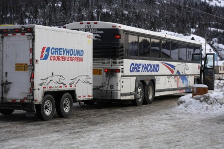 Greyhound bus in Revelstoke
