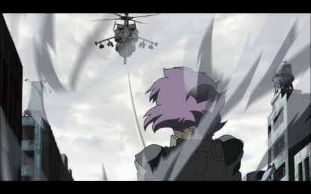 Motoko Kusanagi grabs a helicopter 5/8